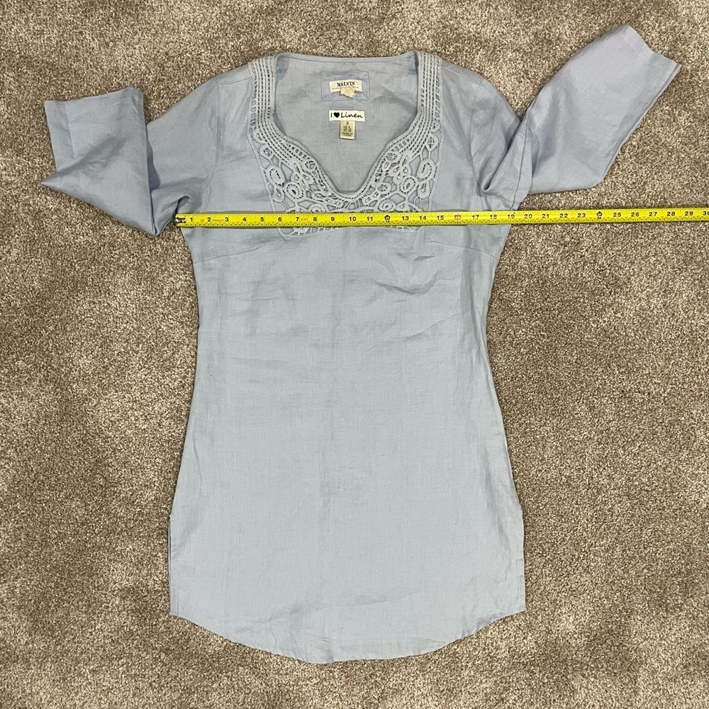 Malvin Hamburg Germany Light Blue Women's linen Dress Small - Picture 10 of 12